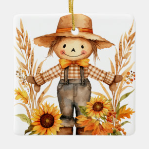 Ornement En Céramique Personnalisez Les Souhaits D'Automne Scarecrow Et 