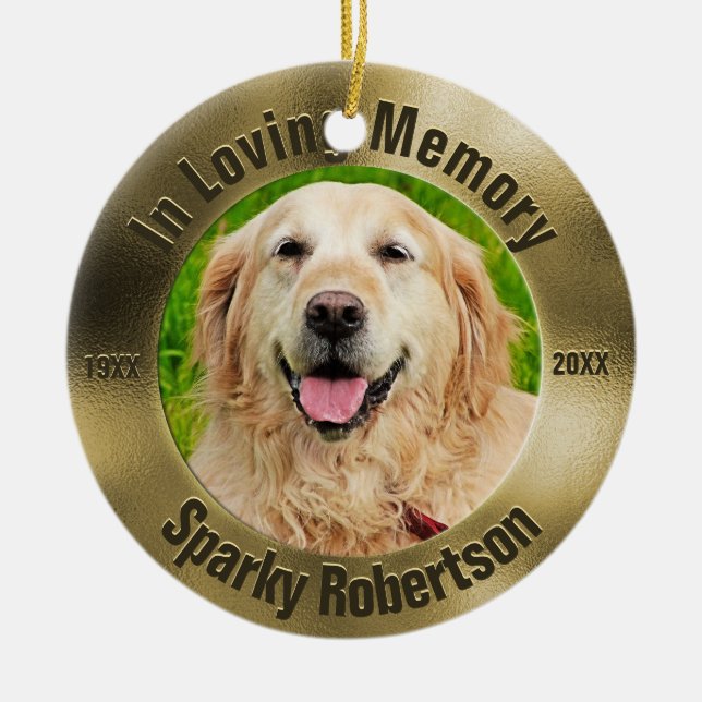 Ornement En Céramique Pet Memorial Gold (Devant)