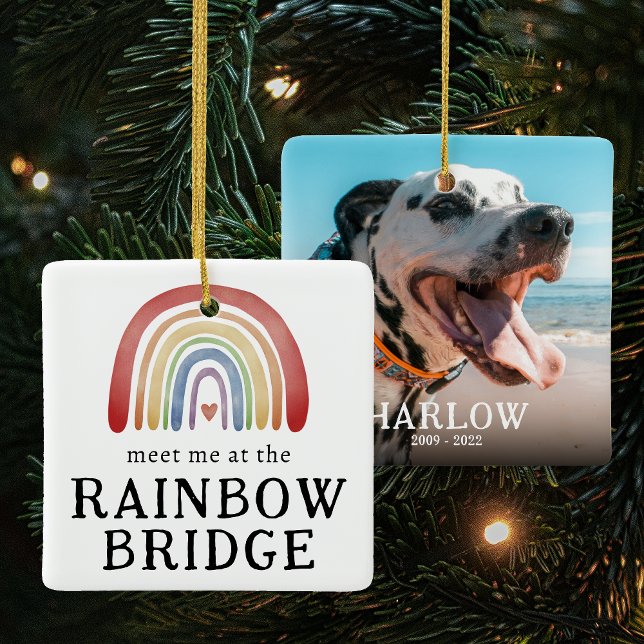 Ornement En Céramique Pet Memorial Me Rencontre À Rainbow Christmas (Créateur téléchargé)
