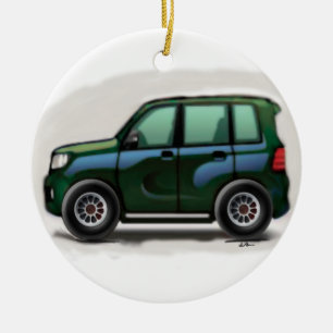 Ornement En Céramique Petit SUV vert à quatre roues