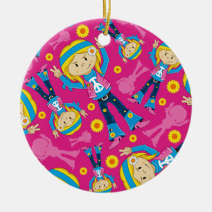Ornement En Céramique Petite fille hippie mignonne