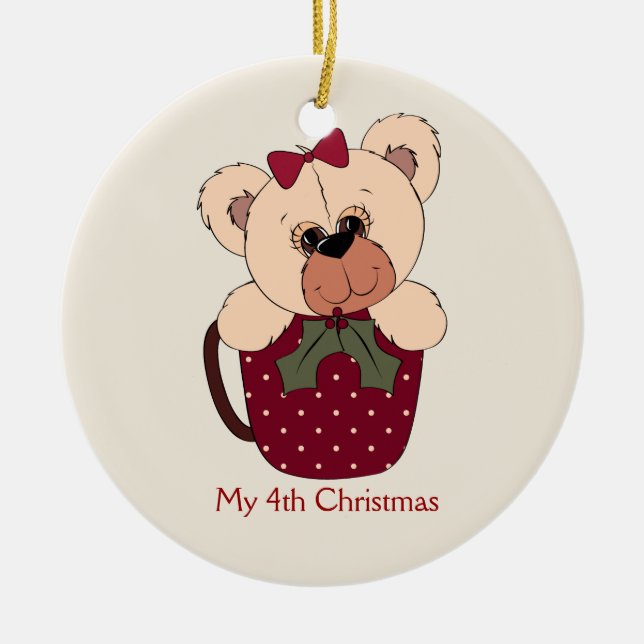 Ornement En Céramique Petites filles Teddy Bear Ornament (Devant)