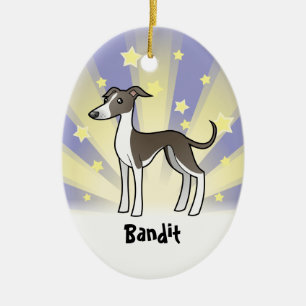 Ornement En Céramique Peu de lévrier d'étoile/whippet/lévrier italien