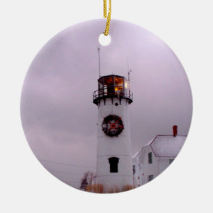 Ornement En Céramique Phare de Chatham dans la neige