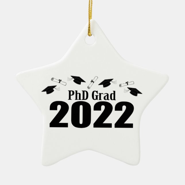 Ornement En Céramique PhD Grade 2022 Caps And Diplomas (Devant)