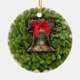 Ornement En Céramique Philadelphie Liberty Bell Wreath sur Parchemin