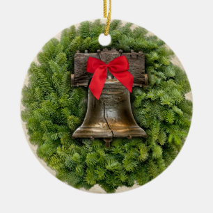 Ornement En Céramique Philadelphie Liberty Bell Wreath sur Parchemin