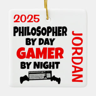Ornement En Céramique Philosophe aime jouer aux jeux vidéo