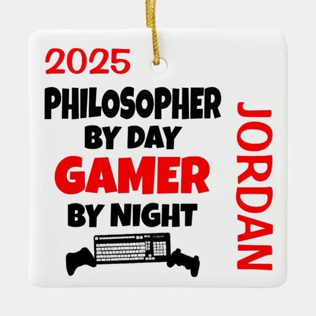 Ornement En Céramique Philosophe aime jouer aux jeux vidéo (Devant)