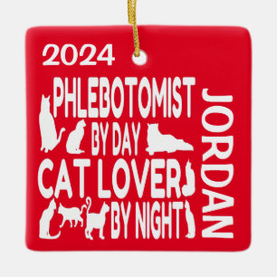 Ornement En Céramique Phlebotomiste Aime Chats CUSTOM