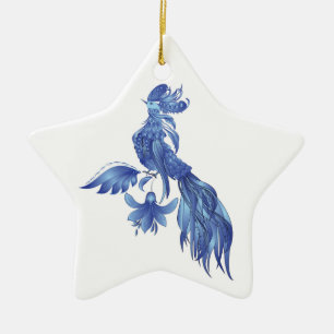 Ornement En Céramique Phoenix d'oiseau bleu