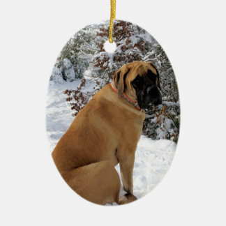 Ornement En Céramique Photo anglaise de "pose de neige" de chien de
