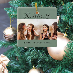 Ornement En Céramique Photo best friends for life sauge vert