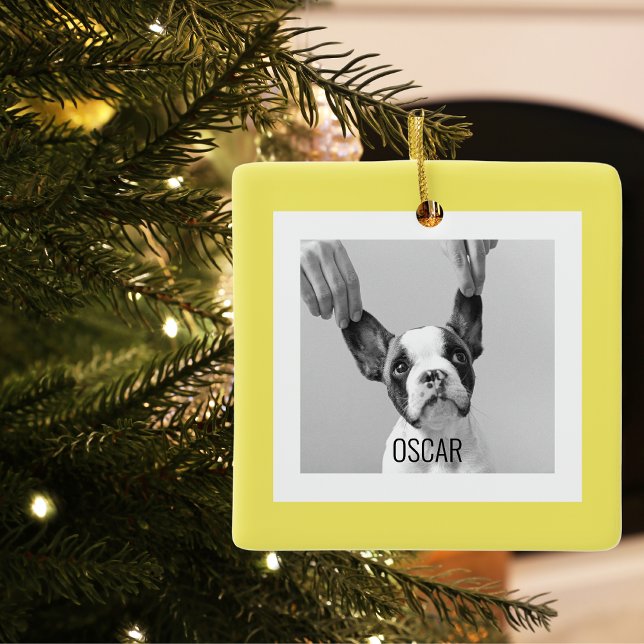 Ornement En Céramique Photo Chien moderne Jaune Simple Jolie Cadeau (Créateur téléchargé)