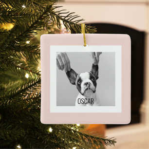 Ornement En Céramique Photo Chien moderne Rose Simple Belle Cadeau