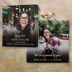 Ornement En Céramique Photo Collage Moderne Graduation Party Invitation