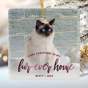 Ornement En Céramique Photo d'animal de compagnie Premier Noël Maison po