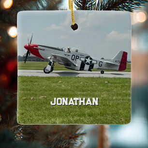Ornement En Céramique Photo d'avion P-51 Mustang Personnalisé 