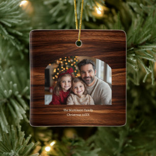 Ornement En Céramique Photo de famille Arch Moderne Bois Noël