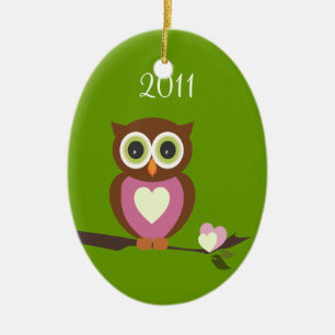 Ornement En Céramique Photo de hibou de bébé
