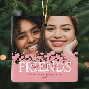 Ornement En Céramique Photo de Noël des Meilleurs Amis