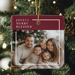 Ornement En Céramique Photo de Noël personnalisé Joyeux Joyeux Bénis
