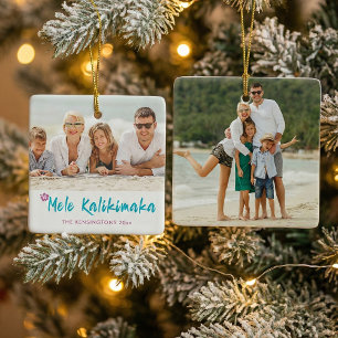 Ornement En Céramique Photo de Noël tropical hawaïen de Mele Kalikimaka