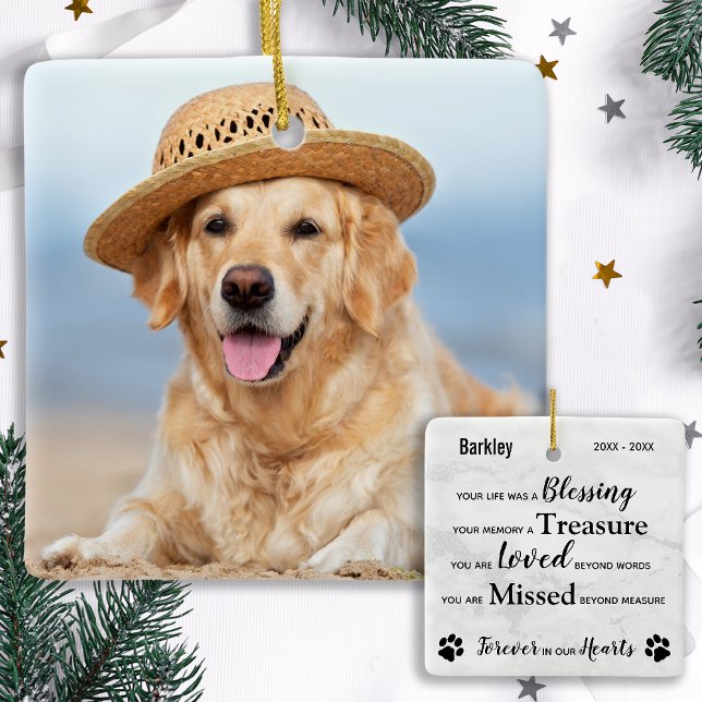 Ornement En Céramique Photo de souvenir personnalisé du chien commémoré  (Créateur téléchargé)
