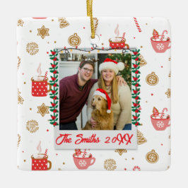 Ornement En Céramique Photo et nom personnalisés Joyeux Noël personnalis