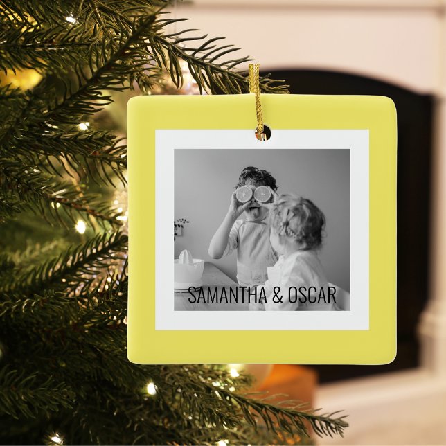Ornement En Céramique Photo Famille Moderne Jaune Simple Jolie Cadeau (Créateur téléchargé)