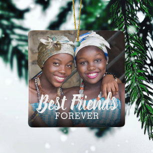 Ornement En Céramique Photo Meilleures Amies pour Toujours   Noël de Mei