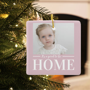 Ornement En Céramique Photo moderne Pastel Pink Famille Accueil Cadeau