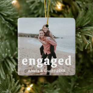 Ornement En Céramique Photo moderne simple Premier Noël engagé