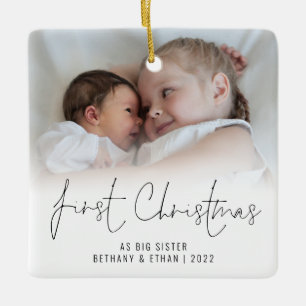 Ornement En Céramique Photo Name Year First Christmas Big Sister