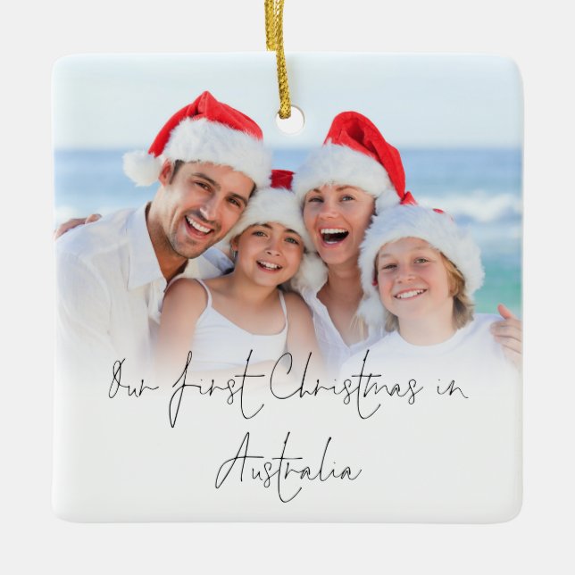 Ornement En Céramique Photo Overlay 1er Noël Australie Noms Année (Devant)