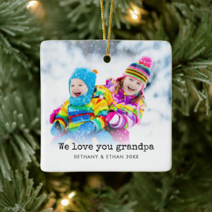 Ornement En Céramique Photo Overlay Love Grand-père Noms Année