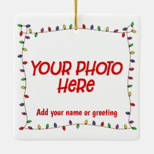 Ornement En Céramique Photo personnalisable avec lumières de Noël