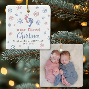 Ornement En Céramique Photo personnalisé pour des jumeaux garçon fille p