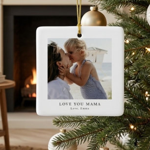 Ornement En Céramique Photo personnalisée d'amour pour maman