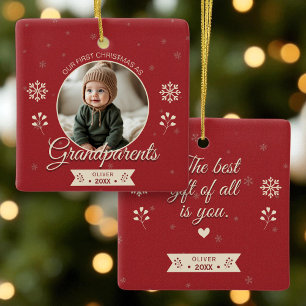 Ornement En Céramique Photo personnalisée Grand-parents Noël