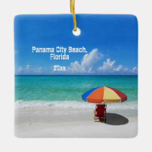 Ornement En Céramique Photo personnalisée Panama City Beach Parapluies