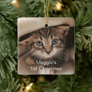 Ornement En Céramique Photo Pet First Christmas