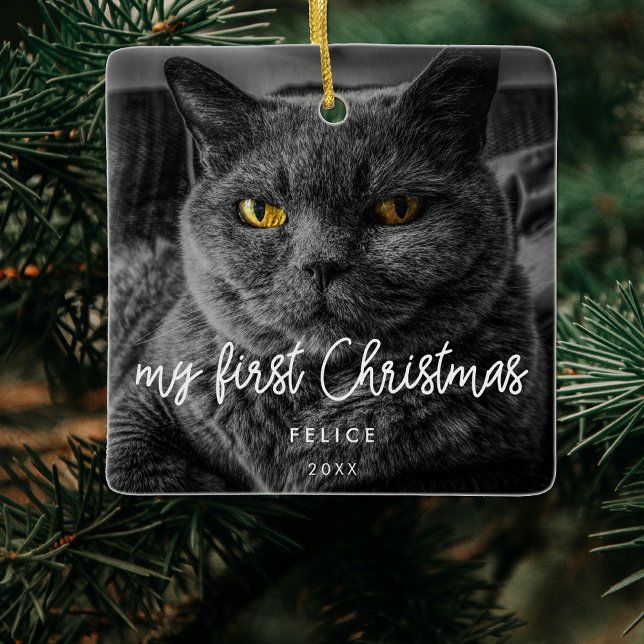 Ornement En Céramique Photo pour animaux de compagnie Première Noël (Créateur téléchargé)