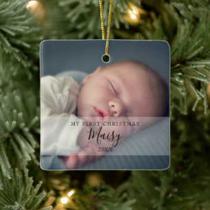 Ornement En Céramique Photos de Noël du bébé