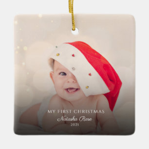 Ornement En Céramique Photos pour bébés modernes 1er Noël