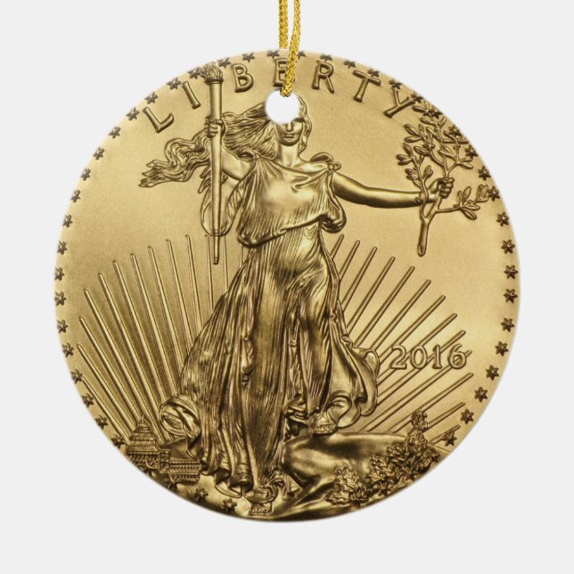 Ornement En Céramique Pièce Gold Eagle (Devant)