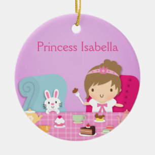 Ornement En Céramique Pièce mignonne de filles de princesse et de thé 