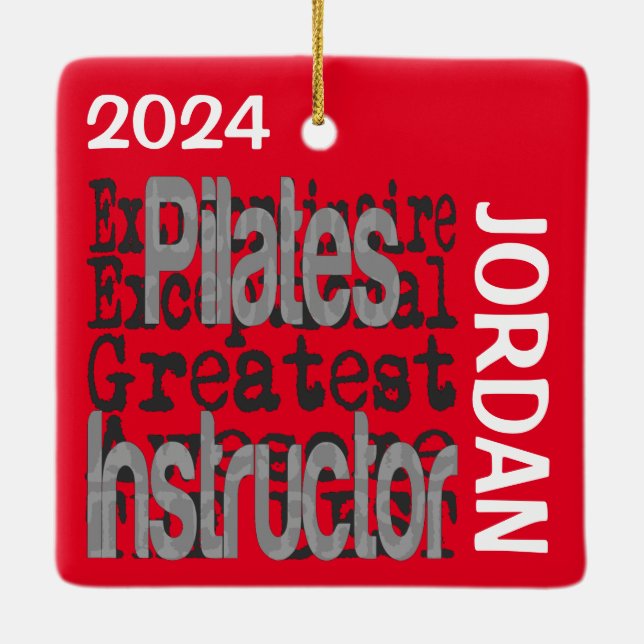 Ornement En Céramique Pilates Instructeur Extraordinaire CUSTOM (Dos)
