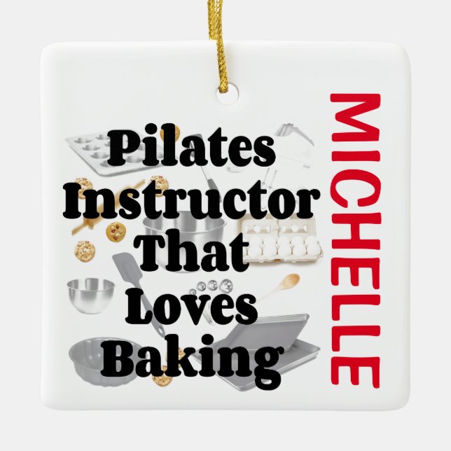 Ornement En Céramique Pilates Instructor Aime Baking CUSTOM (Devant)