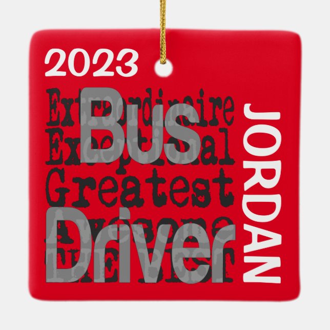 Ornement En Céramique Pilote de bus Extraordinaire CUSTOM (Dos)